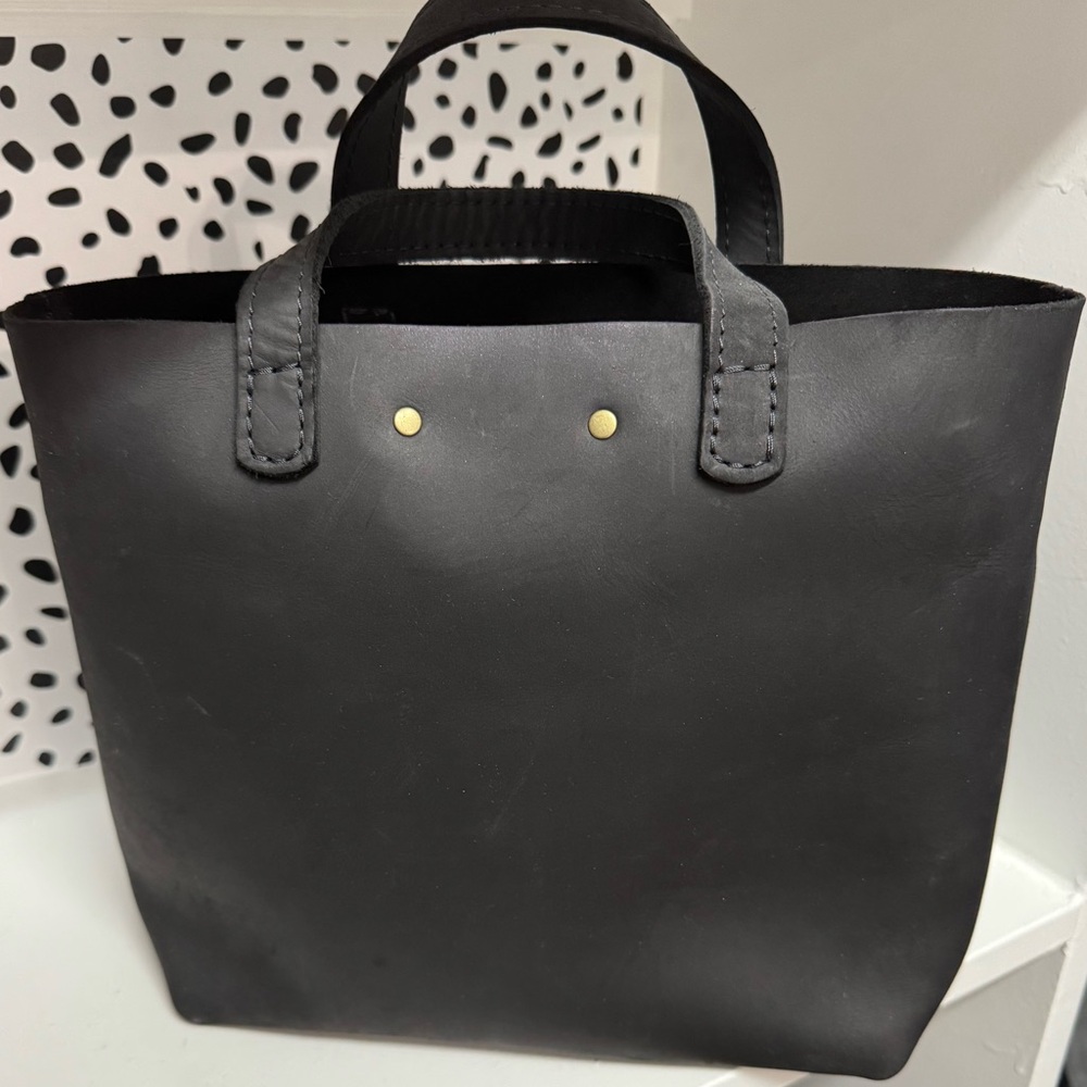 Portland Leather Goods Black Shadow Mini Cross Body Tote Bag - Picture 2 of 4